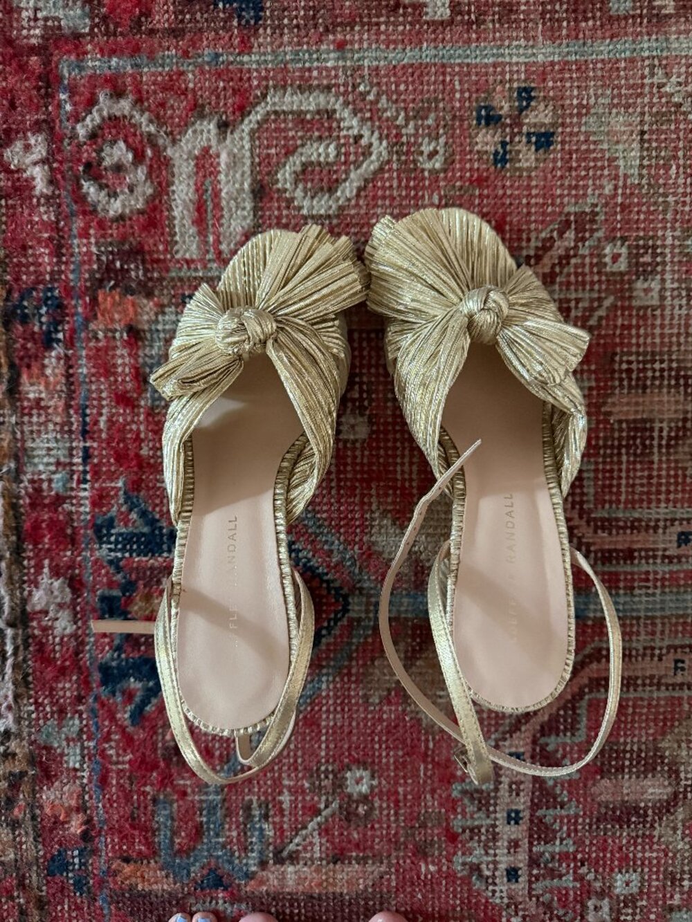 Loeffler Randall Camellia Gold Bow Heels Size 8 | Excellent condition